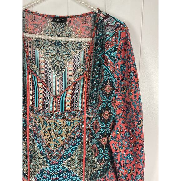 Tolani Chloe Multi Color Floral Pattern 100% Silk Mini Dress/Swin Cover Size XL - Picture 2 of 8